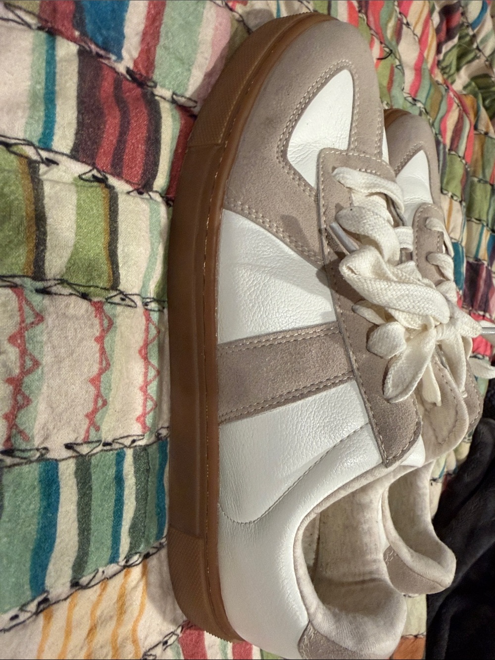 Sincerely Jules White and Tan Athletic Sneakers